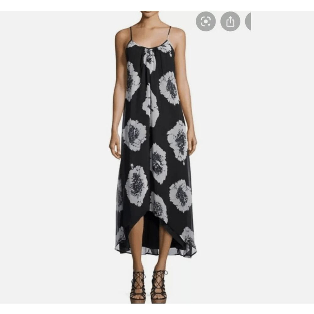 Bishop + Young Black White Floral Maxi Dress Sz Large, MSRP $120